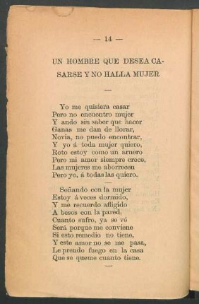 Un hombre que desea casarse y no halla mujer