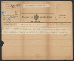 Brief an Ludwig Strecker  und B. Schott's Söhne : 10.12.1902