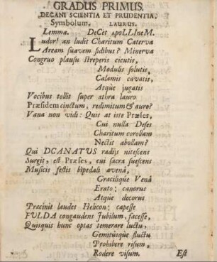 Gradus primus. Decani scientia et prudentia.