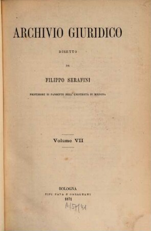 Archivio giuridico. 7. 1871