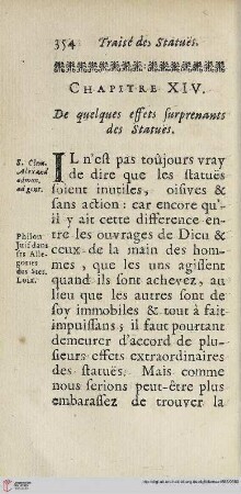Chapitre XIV: Des quelques effets surprenants des statues
