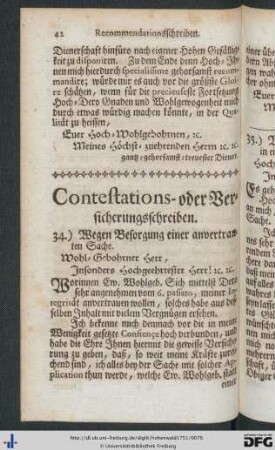 Contestations- oder Versicherungsschreiben.