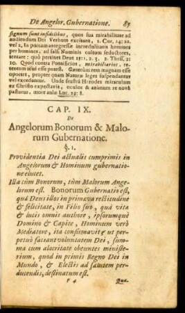 Cap. IX. De Angelorum Bonorum & Malorum Gubernatione.