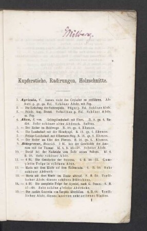 Kupferstiche, Radirungen, Holzschnitte