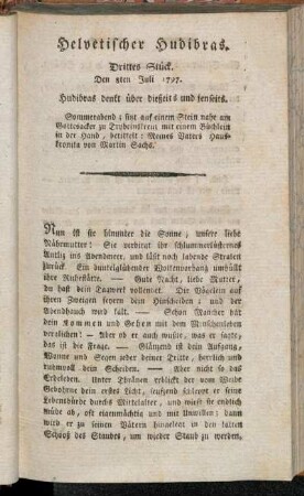 Helvetischer Hudibras. Drittes Stück. Den 8ten Juli 1797.
