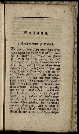 1. Wein Crème zu machen.