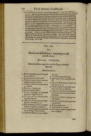 Tit. XIX. De Bonis ecclesiasticis: eorumque administratione.