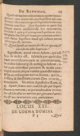 Locus XXI. De Coena Domini
