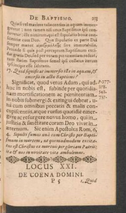 Locus XXI. De Coena Domini