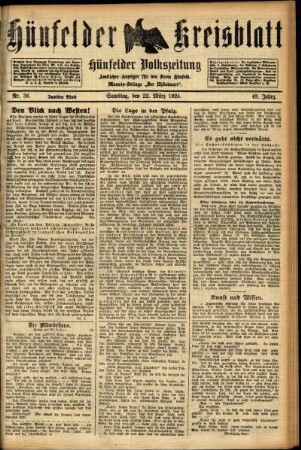 Zweite Ausgabe vom Samstag, den 22. März 1924.