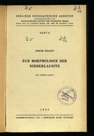 Zur Morphologie der Niederlausitz