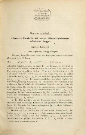 Handbuch der Theorie der linearen Differentialgleichungen : in zwei Bänden, 2,1