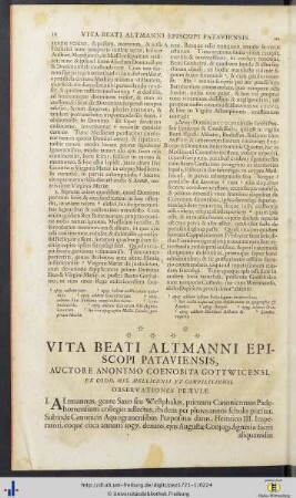 XVI. Vita Beati Altmanni Episcopi Pataviensis, Auctore Anonymo Coenobita Gottwicensi - XX. Historia Fundationis Monasterii Mellicensis Authore Anonymo Ejusdem Coenobii.