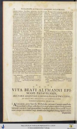XVI. Vita Beati Altmanni Episcopi Pataviensis, Auctore Anonymo Coenobita Gottwicensi - XX. Historia Fundationis Monasterii Mellicensis Authore Anonymo Ejusdem Coenobii.