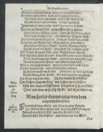 Mancherley Erinnerunge von dem Tugendhaften Leben.
