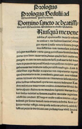 Prologus Sedulii ad Macedonium Presbyterum.