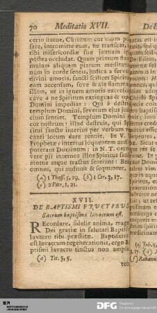 XVII. De Baptismi Fructibus.