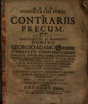 Dissertatio Ivris De Contrariis Precum