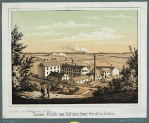 Die Samtfabrik von Carl und Ernst Berndt in Deuben (Freital), aus dem "Album der sächsischen Industrie …", Bd. 1, 1856