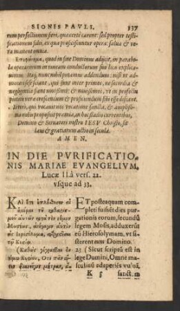 In Die Purificationis Mariae Evangelium, Lucae II. a vers. 22. usque ad 33.