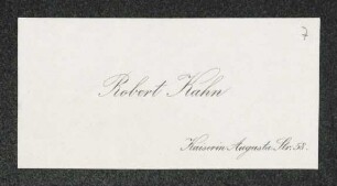 Brief von Robert Kahn an Gerhart Hauptmann