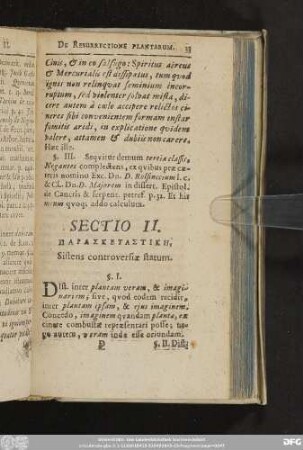 Sectio II. [...], Sistens controversiae statum.