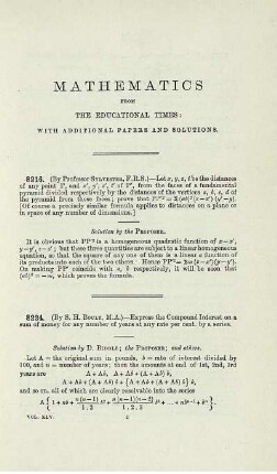 Mathematics from the educational times. [8216. -8374.]