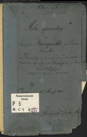 Generalakte zu den Zivilstandsregistern der Juden und Dissidenten der Stadt Bochum (1847-1874)