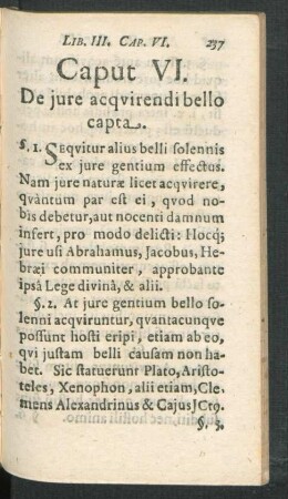 Caput VI. De iure acquirendo bello capta.