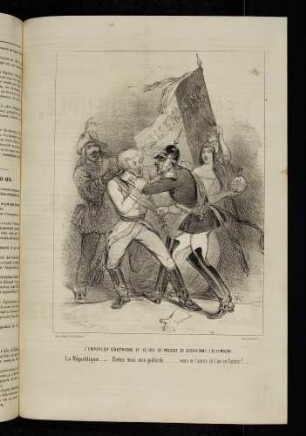 L'Empereur d'Autriche et le roi de prusse se disputant l'Allemagne. La République - Battez vous mes ġaillards...vous ne laurez ni l'un ni l'autre!...