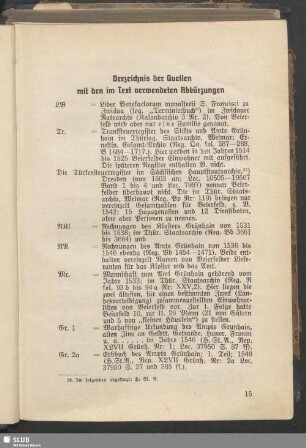 Verzeichnis der Quellen mit den im Text verwendeten Abkürzungen