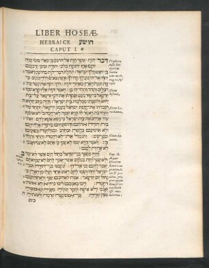 Liber Hoseae, Hebraice [...] Caput 1. - 14.