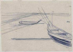 Skizze: Boote am Strand. Strandlandschaft