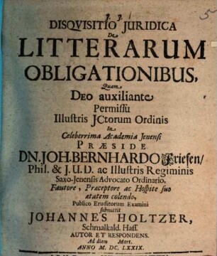 Disquisitio iuridica de litterarum obligationibus