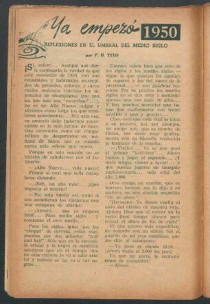 Ya empezó 1950 - Reflexiones en el umbral del medio siglo