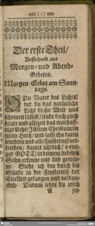 Der erste Theil, Bestehend aus Morgen- und Abend-Gebeten