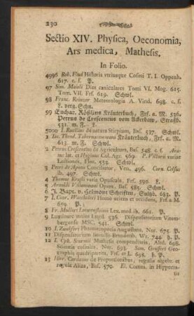XIV. Physica, Oeconomia, Ars medica, Mathesis
