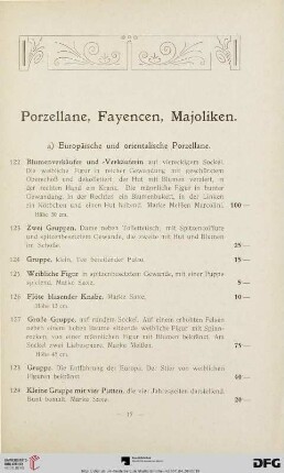 Porzellane, Fayencen, Majoliken (Nr. 122-194)