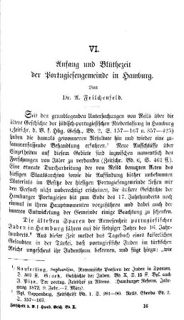 Anfang und Blüthezeit der Portugiesengemeinde in Hamburg.