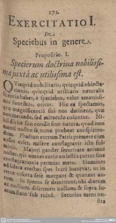 Exercitatio I. De Speciebus in genere.