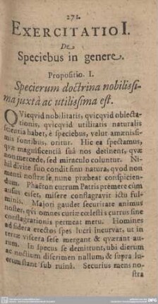 Exercitatio I. De Speciebus in genere.
