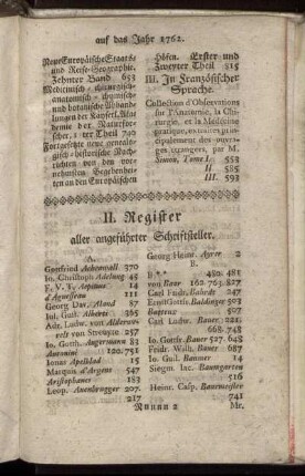 II. Register aller angeführter Schriftsteller.