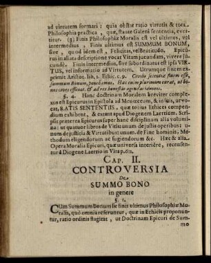 Cap. II. Controversia De Summo Bono in genere.