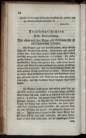 Krankengeschichten. Erste Beobachtung. - Dreyzehnte Beobachtung.