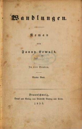 Wandlungen : Roman von Fanny Lewald. 4