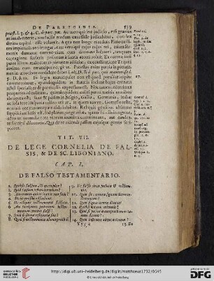 Tit. VII: De Lege Cornelia de Falsis, & de Sc. Liboniano