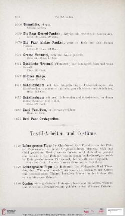 Textil-Arbeiten und Costüme (Nr. 1678 - 1701)