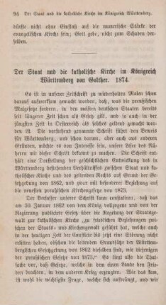 94-106 "Der Saat und die katholische Kirche im Königreich Württemberg" von Golther