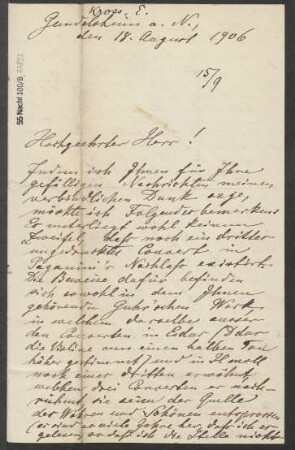 Brief an B. Schott's Söhne : 18.08.1907