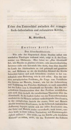14-82 Ueber den Unterschied zwischen der evangelisch-lutherischen und reformirten Kirche : Zweiter Artikel: Der Abendmahlsstreit